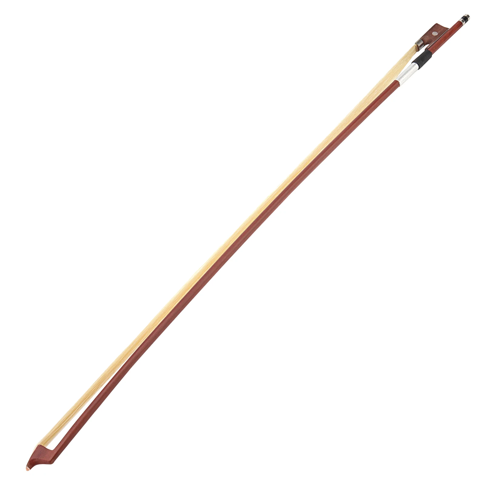 4/4 Wood Stick Rubber Bow Grip Violin Bow, White Horsehair Fiddle Bow
