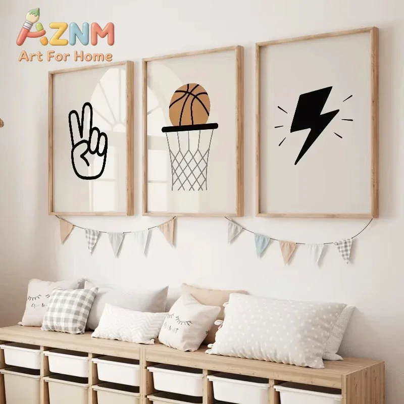 AZNM Boys Sport Canvas Wall Art Basketball Skateboard Cool Dude Quote Art Print Unframed Canvas Poster for Teen Boys Bedroom Hom
