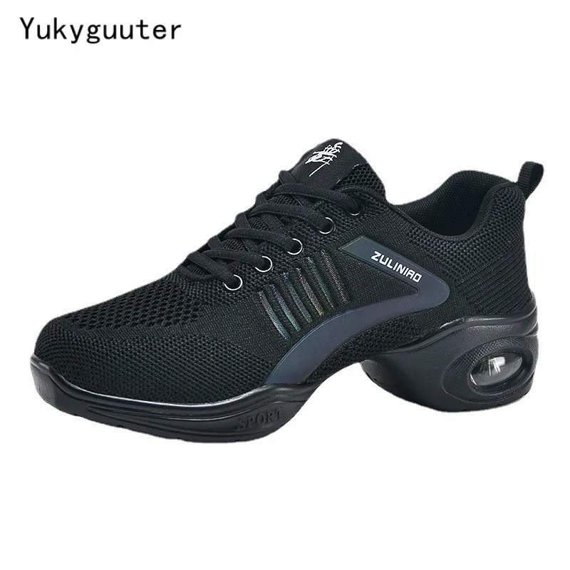 New Dance Shoes Woman Ladies Modern Soft Outsole Jazz Sneakers Mesh Breathable Lightweight Female Dancing Fitness Sport