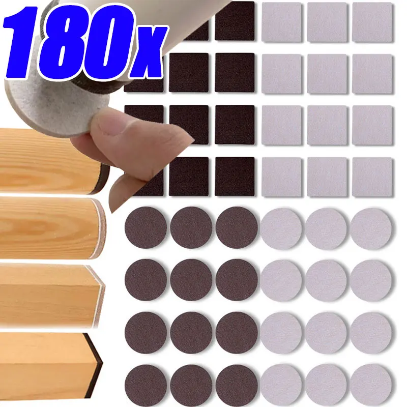 

18-180pcs Round Square Felt Chair Leg Pads Furniture Table Anti-Slip Thicken Bottom Mat Covers Self Adhesive Floor Protector