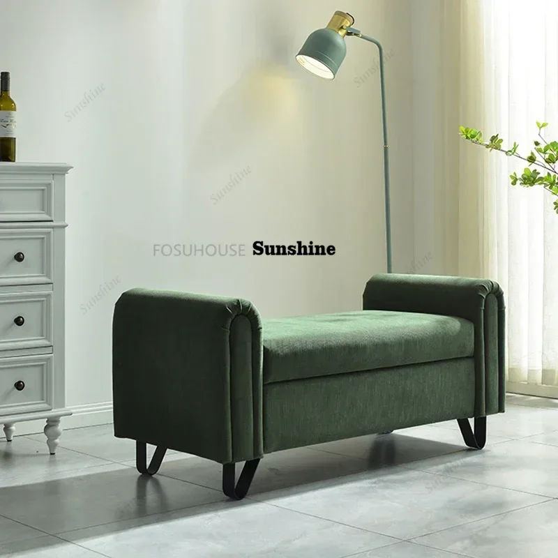 Nordic Artificial Leather Stools Home Furniture Living Room Sofa Bench Luxury Upscale Bedroom Bed Tail StoolY