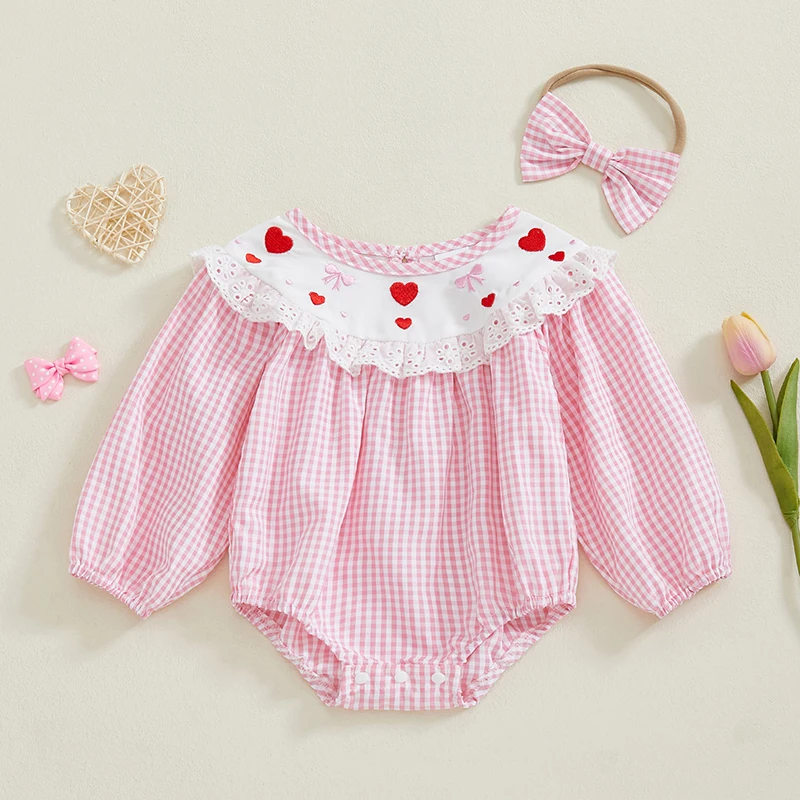 Adorable Baby Girls Floral Romper with Ruffle Trim and Matching Bow Headband Set for Infant and Toddler Princesses