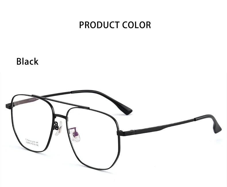 Große Größe reine Titan Brillen ultraleichte Mode Retro Pilot Doppelbrücke Brille optische Rezept Rahmen Mann Frau – Detail 9