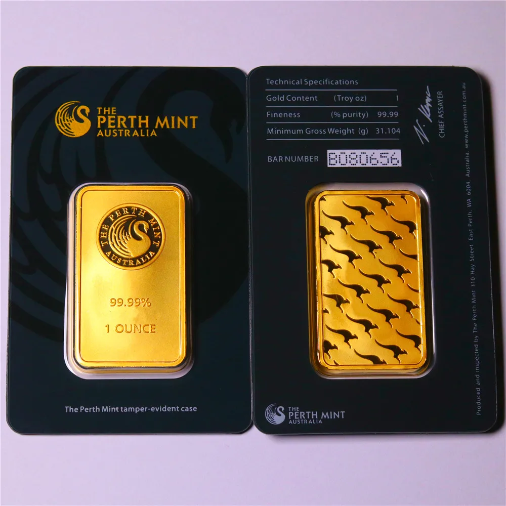 5 جرام-100 جرام أستراليا الذهب بار سلسلة ختم التعبئة والتغليف مع رقم تسلسلي مستقل النحاس الأساسية وهمية الذهب كتلة الحرفية جمع