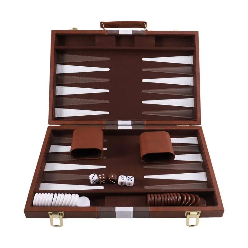WOWFU-Backgammon Chess Storage Box Portable Folding Chess Board Case Educational Strategy Game Set Box (38X24x5cm)