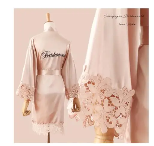 Summer Lace Sleepwear Bride&Bridemaid Wedding Robe Gown Solid Embroidery Kimono Bathrobe Women Casual Home Night Dress M L Xl