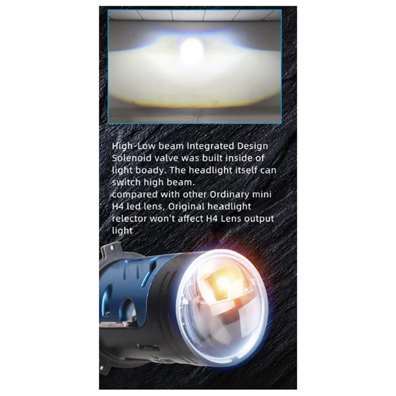 

X39A-Car Mini H4 LED Projector Lens Auto Headlight Turbo Lamps Plug And Play 30000LM 70W Car High And Low
