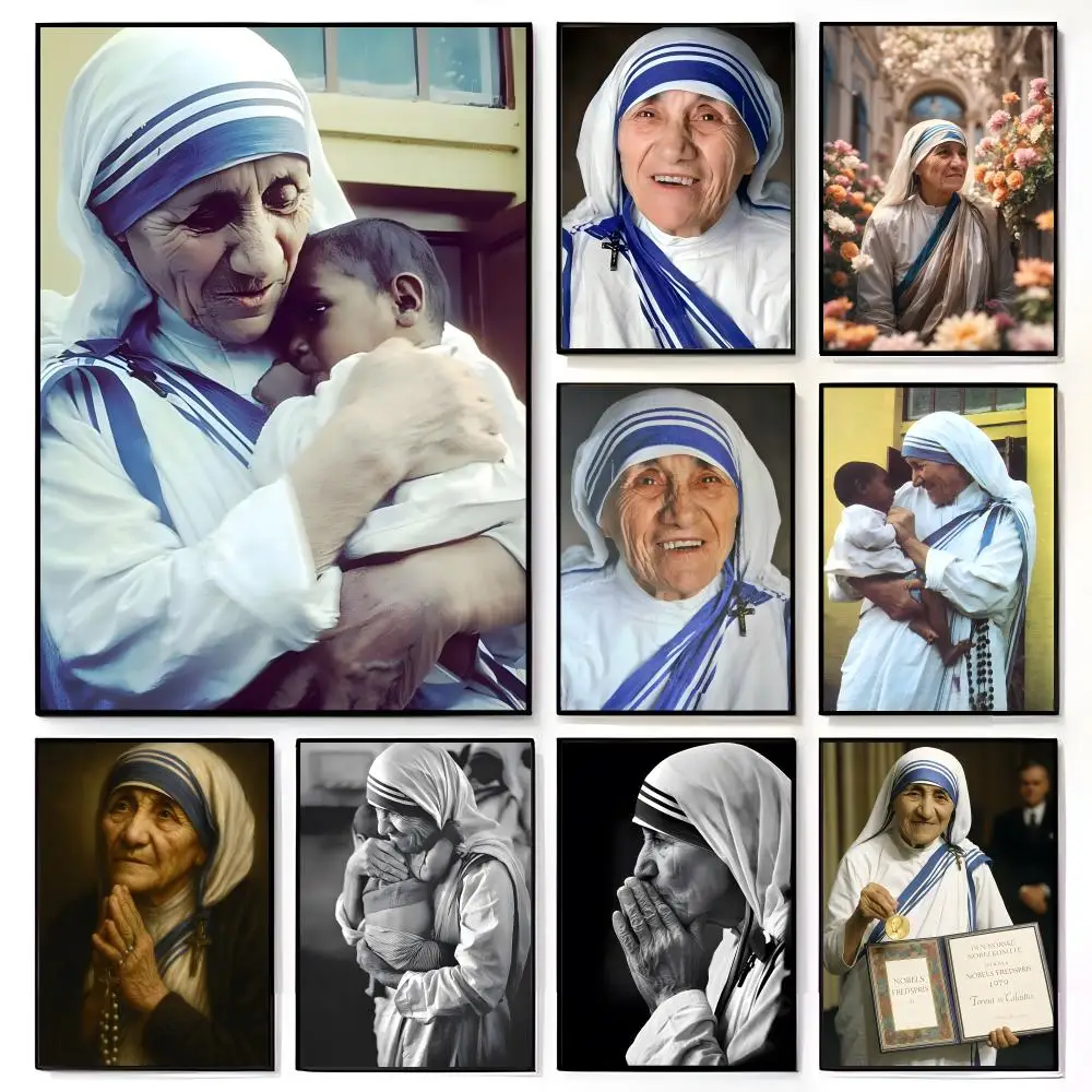 Affiche de la Sainte Mère Teresa, icône humanitaire et compassionnelle, impression murale de film américain pour la décoration de chambre d'enfant