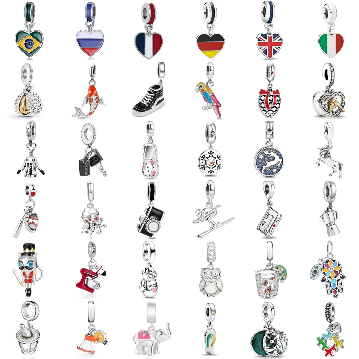 New Silver Plating Fashionable Flag Coffee Machine Camera Charm Pendant Suitable For Original Bracelets Women's DIY Jewelry