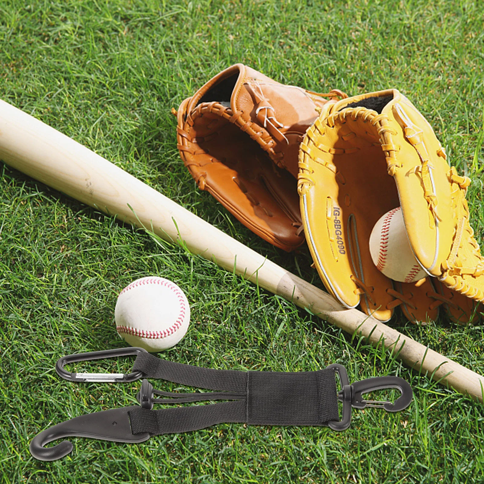 Ganci per attrezzature da baseball Gancio riutilizzabile Supporto per attrezzi Mazza da softball Bastone in poliestere per clip per guanti Strumento di forniture