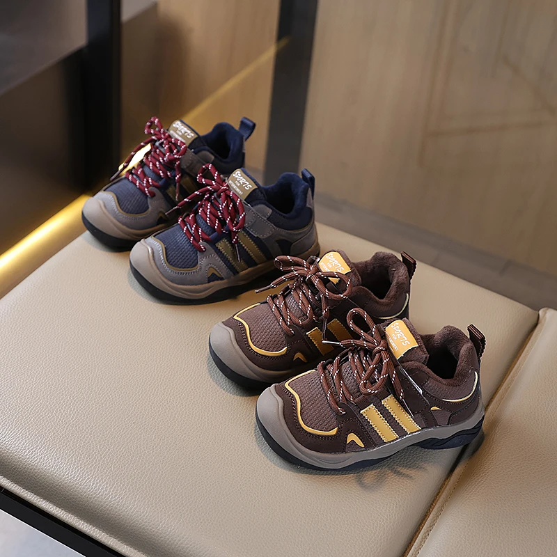 

Осенняя новая детская модная уличная альпинистская обувь контрастного цвета, Нескользящая повседневная обувь для мальчиков и девочек, 2025 г.