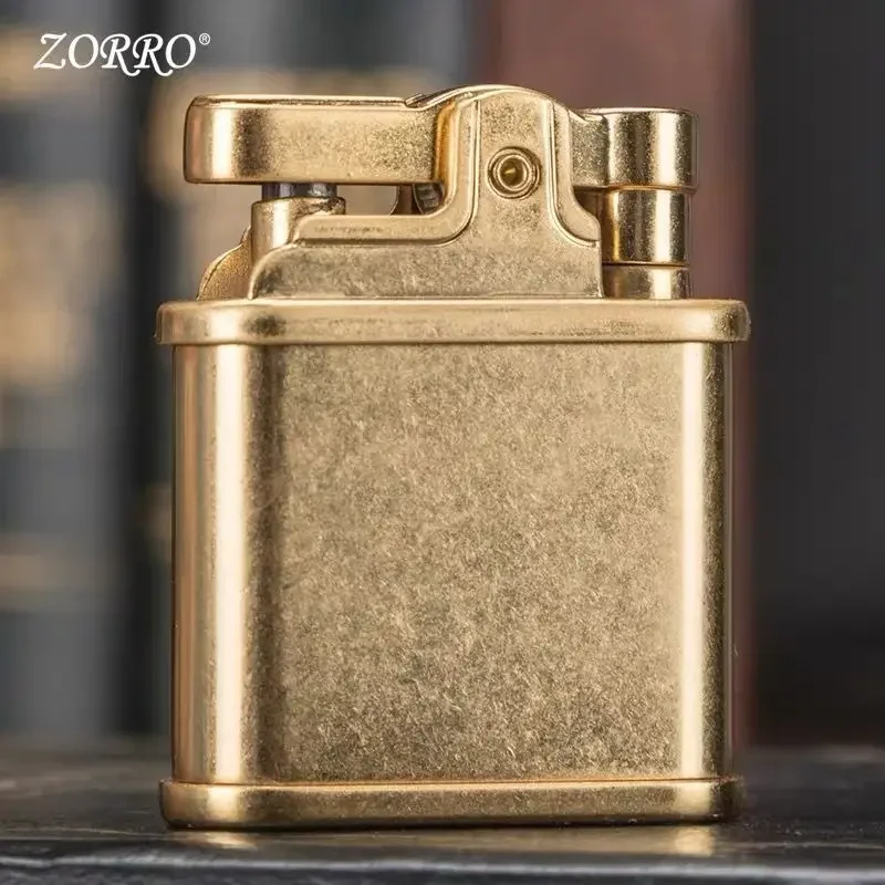 New Portable Simple Windproof Lighter Kerosene Lighter Pure Copper Push-type Creative Retro Novelty Button Ignition