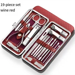 19PCS Professional Pedicure Nail Scissors Tool Nail Clipper Set Stainless Steel Manicure Cutter Trimmer Ear Spoon Nail Clipper