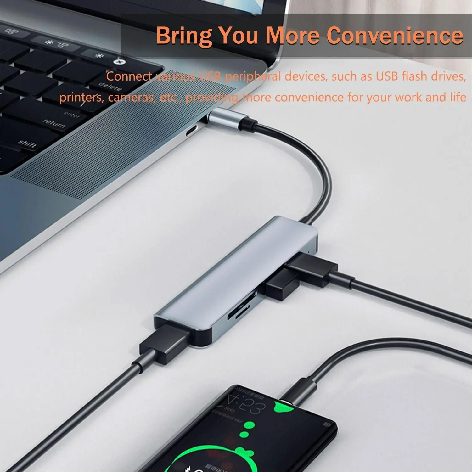 10 Uds 5 en 1 concentrador de USB-C de aluminio 4K 3 puertos USB 3,0 lector de tarjetas de memoria para PC portátiles MacBook Pro/Air IMac Pro Trans de datos de superficie