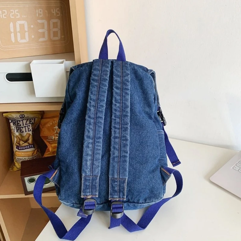 Tas Sekolah Ransel Laptop Trendy Jean Daypack Untuk Tas Buku Pelajar Fashion