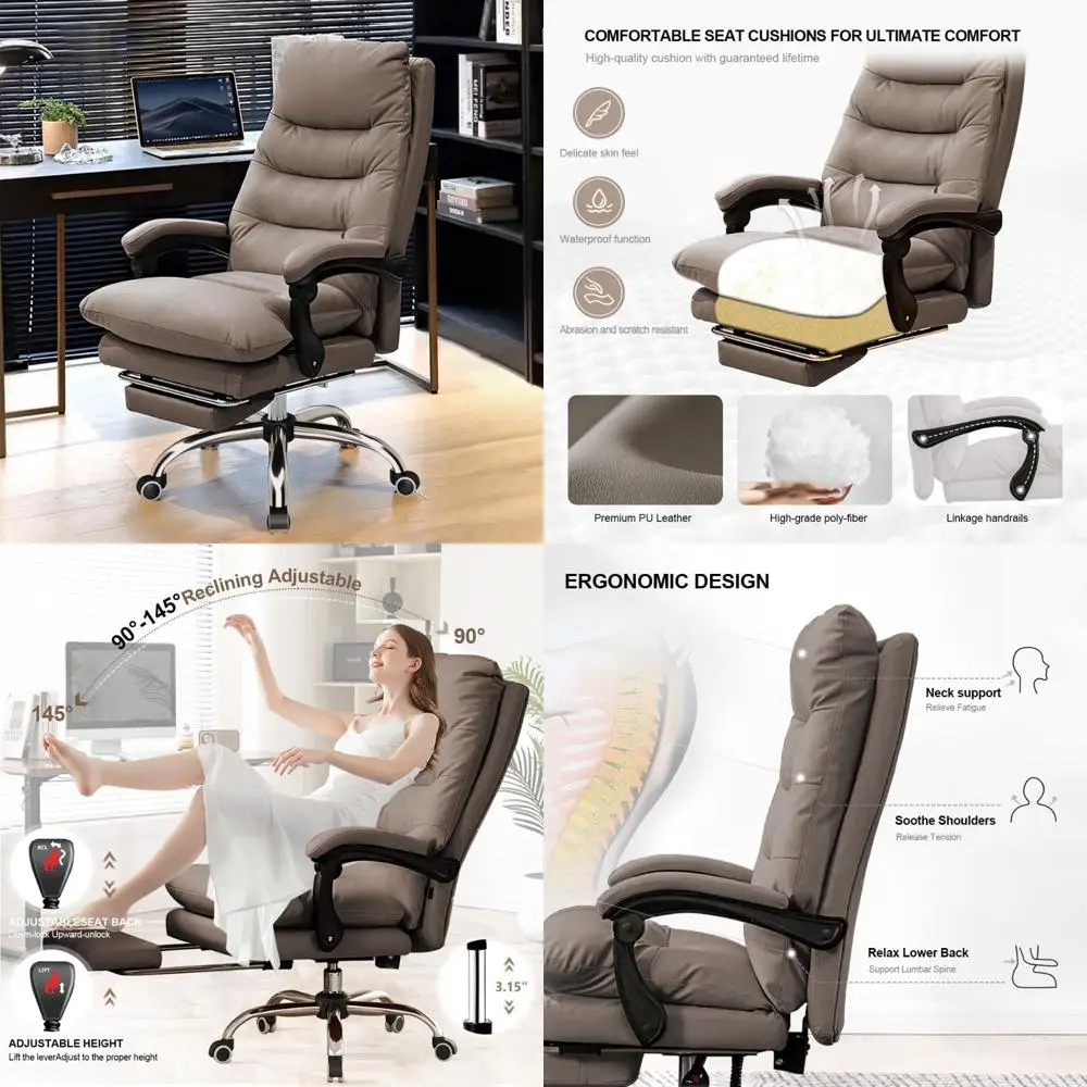 Ergonomic High-Back Gaming and Executive Office Chair with Footrest for Comfortable Desk Use