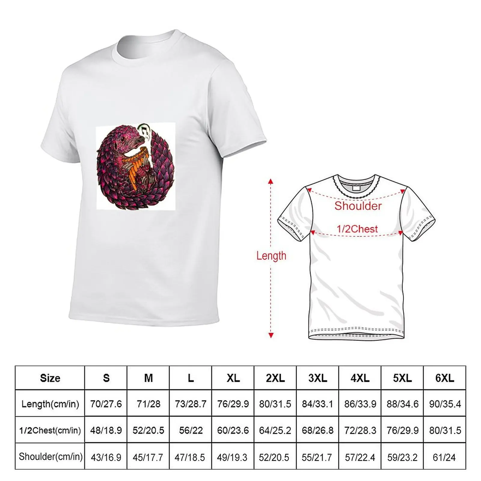 Purple Pangolin Playing Peruvian Panpipes T-Shirt Basic Breathable Solid Color T-Shirt