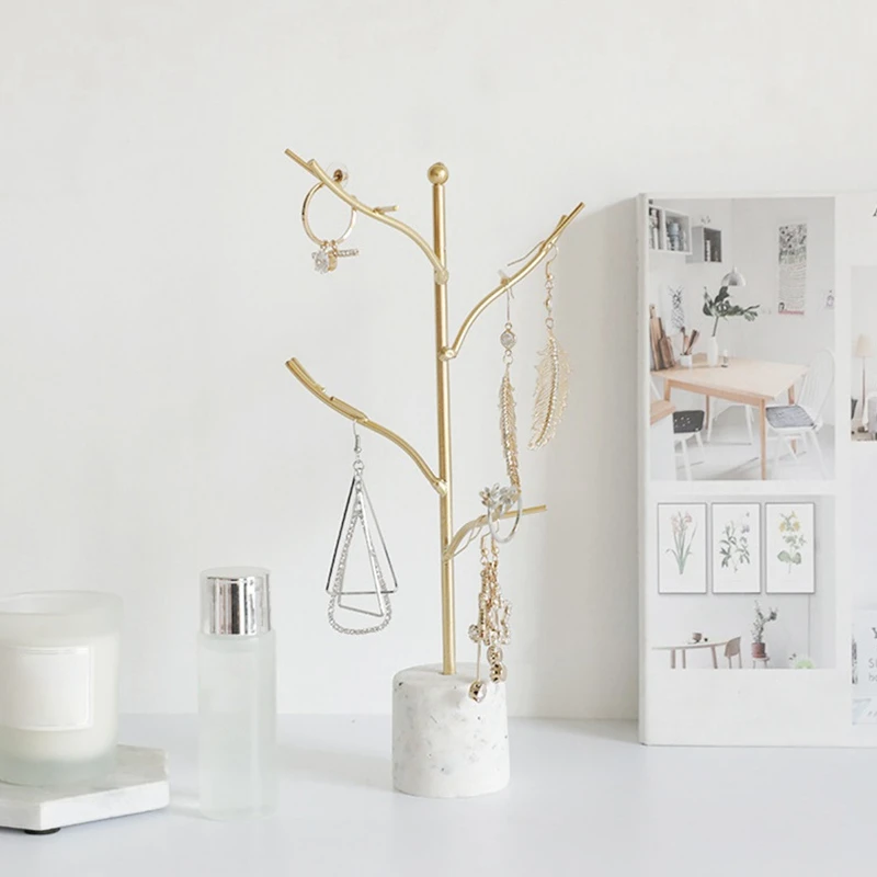 Rak Penyimpanan Perhiasan ABQR, Tempat Anting Kalung Gelang Cincin, Rak Organizer Perhiasan, Penyangga dengan Alas Bulat