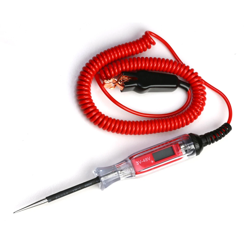 

3.6M Retractable Digital Display Circuit Tester Automotive Test Pencil 3-48V Repair Tool For Car Vehicle Clear Lcd Stainless