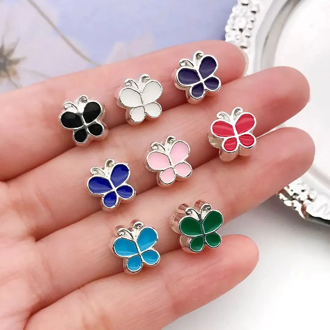 8/10/12/20pcs Alloy Butterfly Love Loose Beads Fast Color Hole Beads Necklaces Bracelets Spacer Pendants DIY Jewelry Accessories