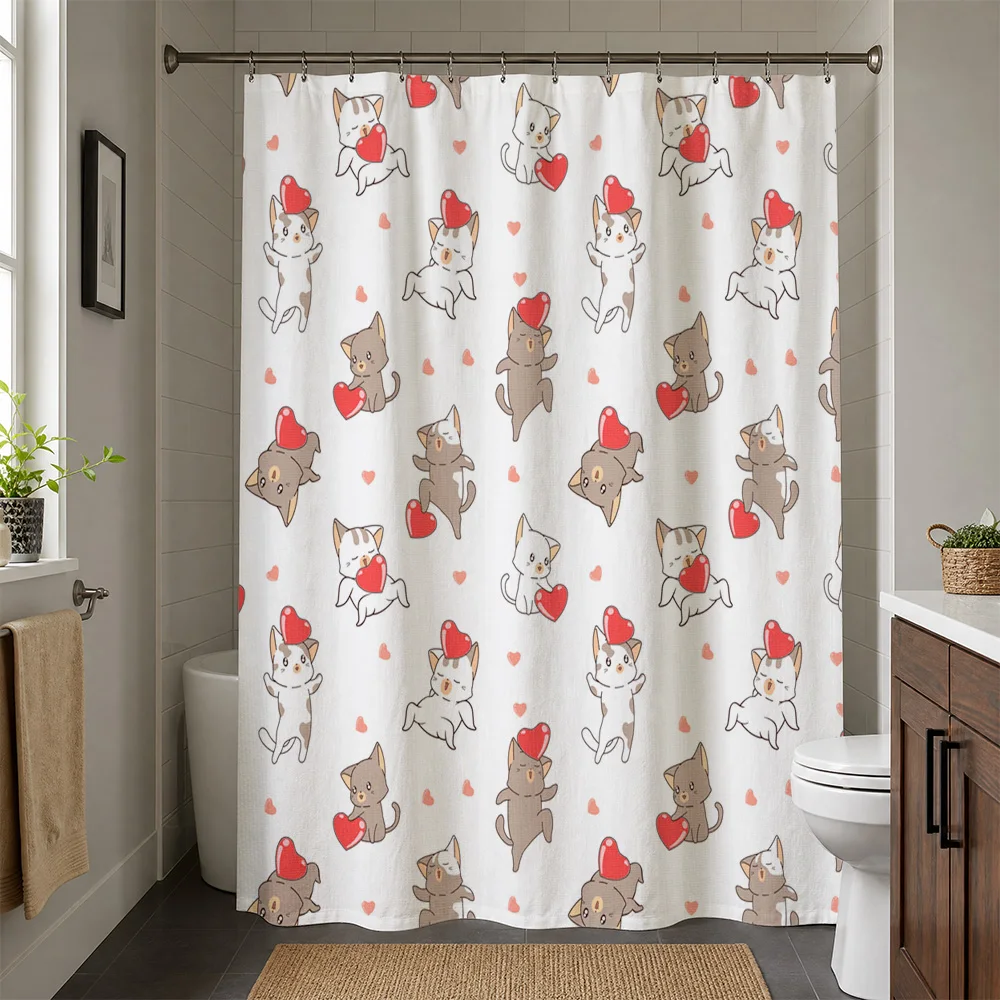 Waterproof Cartoon Puppy Dog Shower Curtain Bathroom Decor Cute Animal Print Shower Curtain Liner for Modern Home Bathroom Bathr