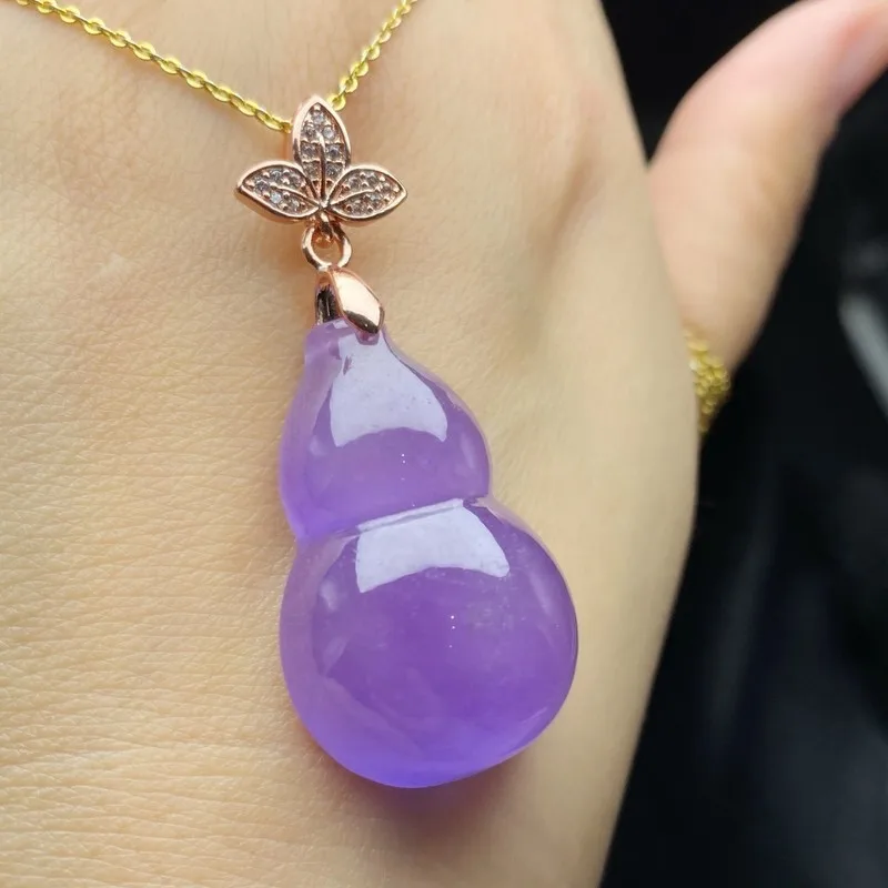 Pendant, Ice-Type Old Mine Jade, Violet Gourd Ornament, High-End Light Luxury Style, Perfect Gift for Your Best Frien view 3
