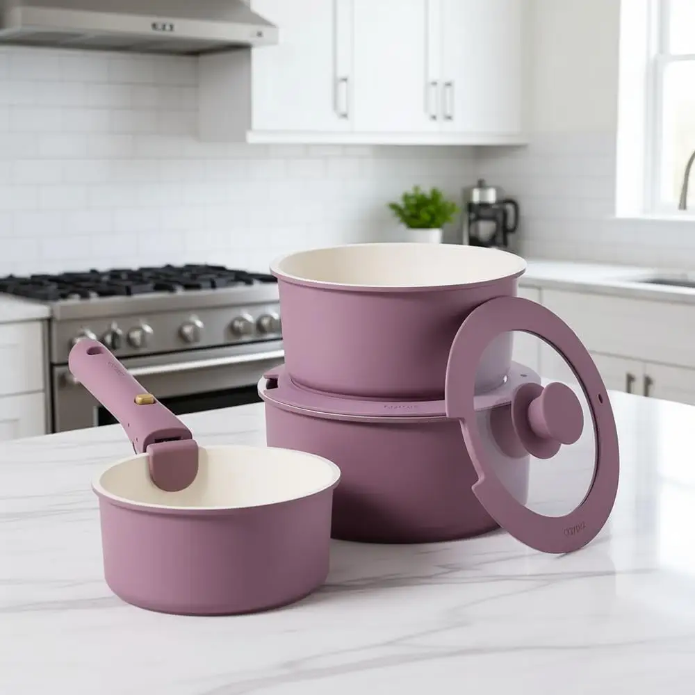 

Набор из 3 кастрюль с антипригарным покрытием и крышками, 1,5 л, 2 л и 3 л, со съемными ручками, совместим с индукционными плитами, можно мыть в посудомоечной машине