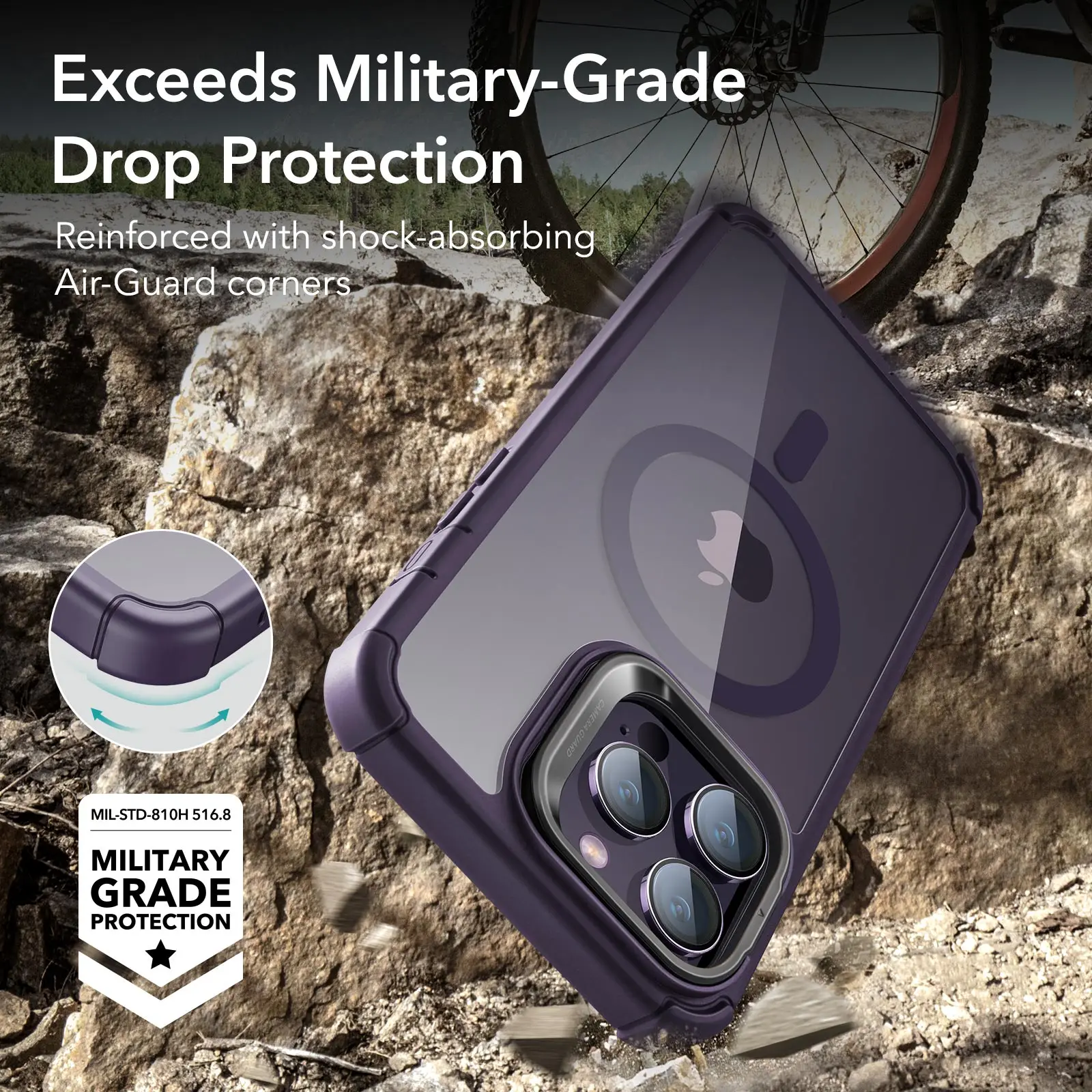 ESR for iPhone 15 14 Pro Max Armor Case with Stash Stand for iPhone 13 Pro Full Body Shockproof Military-Grade Drop MagSafe Case