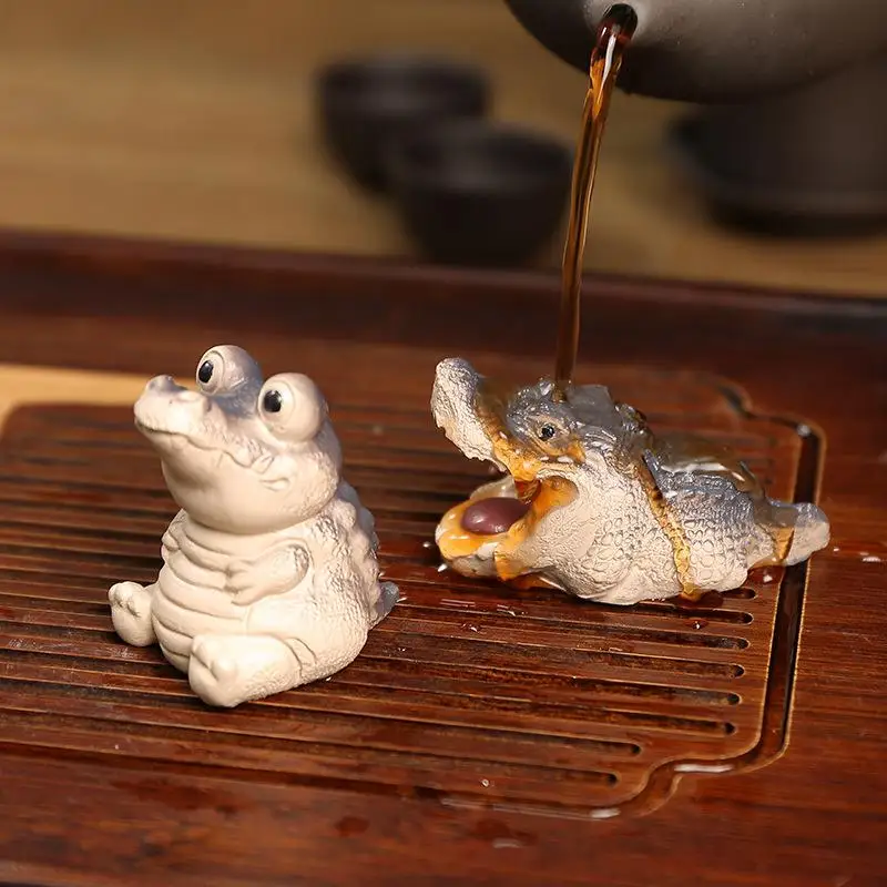 Chubby Tea Pet Small Crocodile Tea Pet Ornament Handmade Tea Ceremony Tea Game Tea Table Gift Decoration For Lawn Desktop