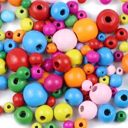 Rich Color Round Wooden Spacer Beads 5-25mm Ecofriendly Ball Loose Beads For DIY Jewelry Handwork Making Necklaces Accessories