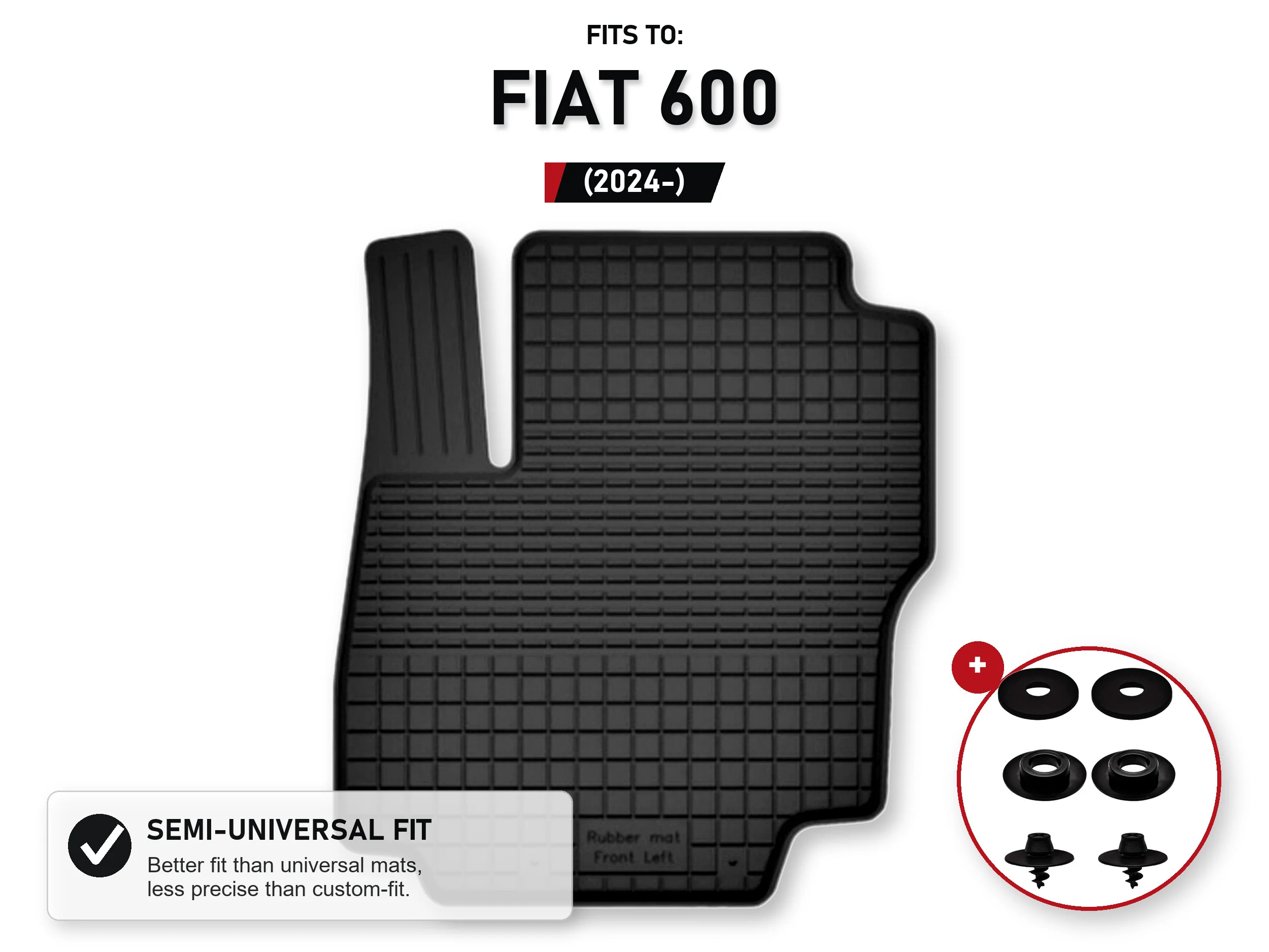 Rubberen automat met opbergvak voor: Fiat 600 2024- Hybrid met stoppers