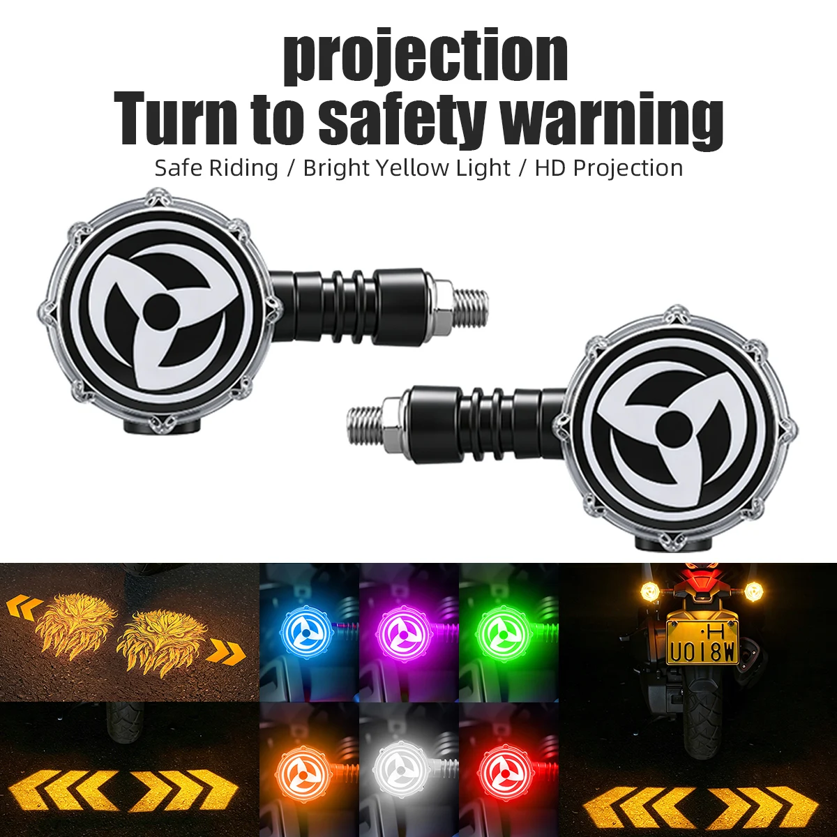 2PCS Dynamic Projection Motorcycle Turn Signal Amber 12V Waterproof Motorbike Scooter Universal Modification Light