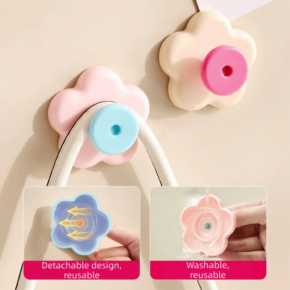 

4PCS Practical Punch-Free Suction Cup Hook Decorative Wall Mounted Towel Hanger Waterproof Flower Hooks Entrance