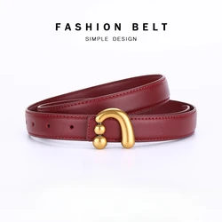 Fashion Burgundy Genuine Leather Women's Belt Cowhide Trend All-match Waist Belt for Women