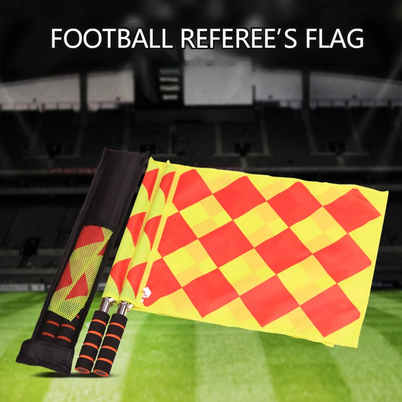 2 pçs/set mundo árbitro de futebol bandeira justo jogar esportes jogo futebol linesman europa bandeiras equipamento árbitro