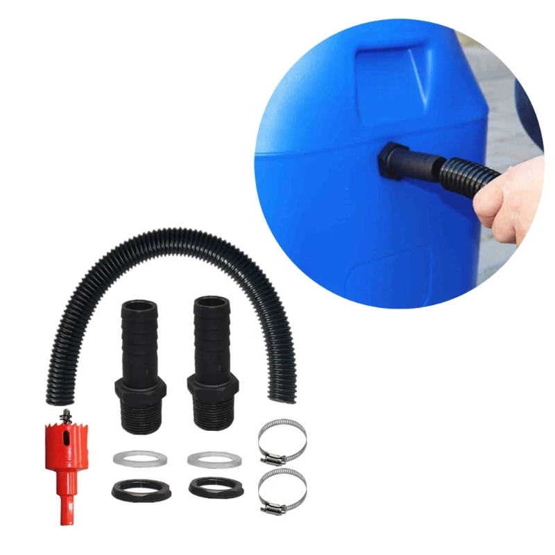 Rain Collection Connector Set 1 Inch Attachments with 100cm Hose Water Conservation Connector for Water Tanks & Barrels