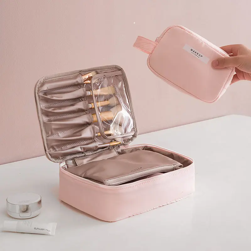 حقيبة تخزين مستحضرات التجميل للسفر المحمولة الجديدة للنساء بسعة كبيرة مقاومة للماء حقيبة مستحضرات تجميل للفتيات منظم حقيبة الغسيل النسائية