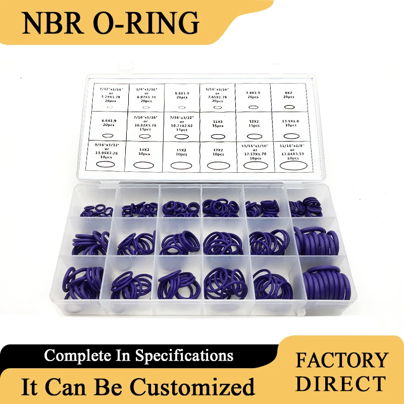 270 Pz 18 Formati O-Ring Gomma O Ring di Tenuta Viola NBR Oring Nitrile Rondella di Tenuta O-Ring Assortimento Kit O-Ring Set Guarnizioni scatola