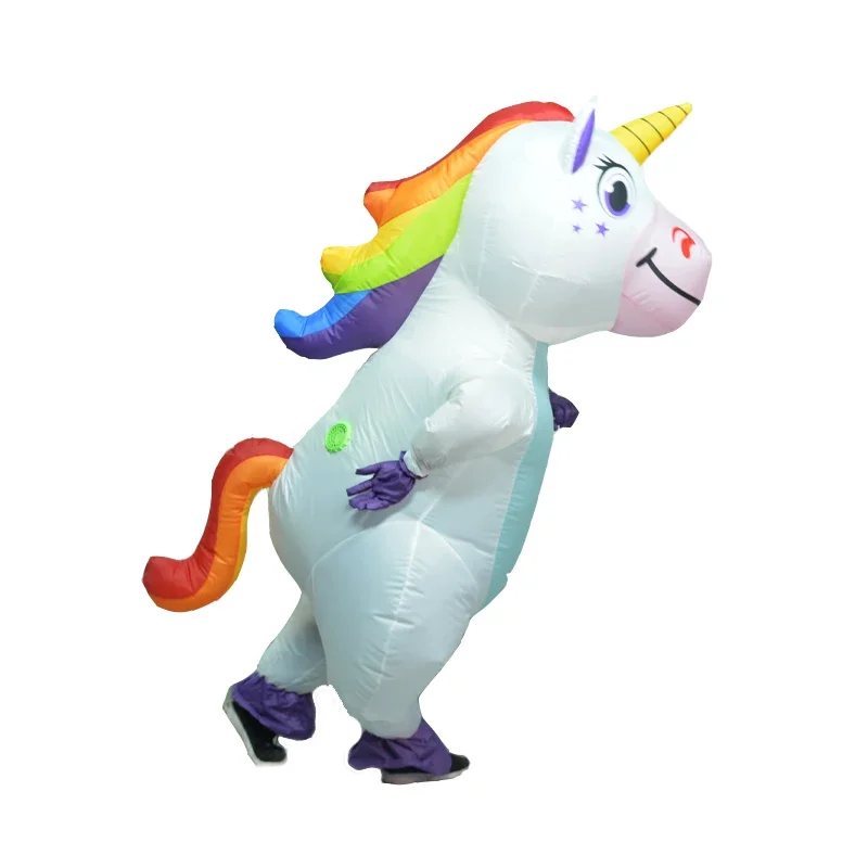 Inflatable Unicorn Costume adult Kids Rainbow Halloween Costumes for Wommen Men Carnival Mascot Purim Christmas Cosplay