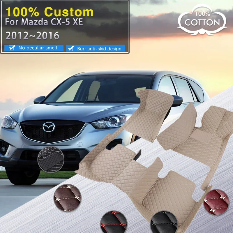 

Quality RHD Car Floor Mats For Mazda CX-5 CX5 KE 2012~2016 Luxury Leather Mat Rugs Full Set Carpet Auto Interior Parts Car Acces