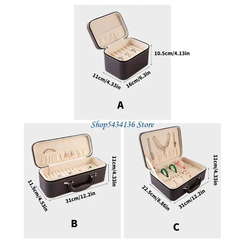 علبة المجوهرات H7ed مع مقصورات منفصلة وصندوق تخزين خارجي متين PU
