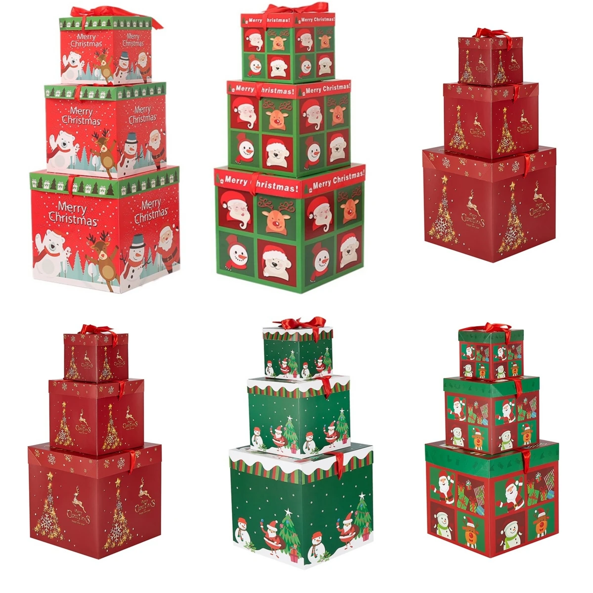 

For DIY Lovers For Home And Outdoor Occasions Holiday Paper Box Christmas Parties 10cm+15cm+20cm Easy To Carry