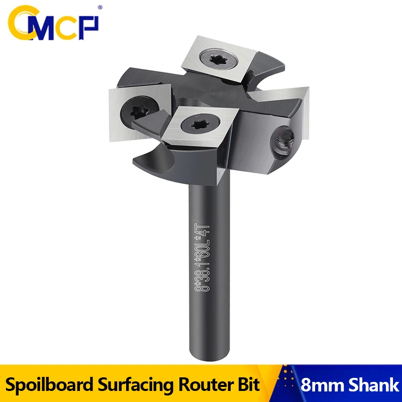 

CMCP Фреза для обработки поверхности спойлера с ЧПУ, хвостовик 8 мм, 4-зубая вставка, твердосплавная пластина, выравнивающая фреза, строгальный станок по дереву