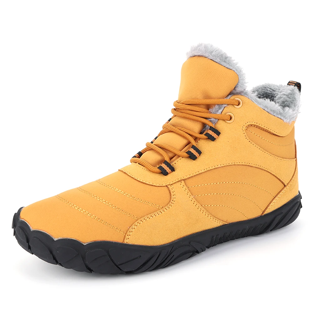 Winter Plush Boots Warm Fur Shoes Non Slip Wide Toe Box Barefoot Shoes Waterproof Outdoor Trekking Shoes for Travel Climbing