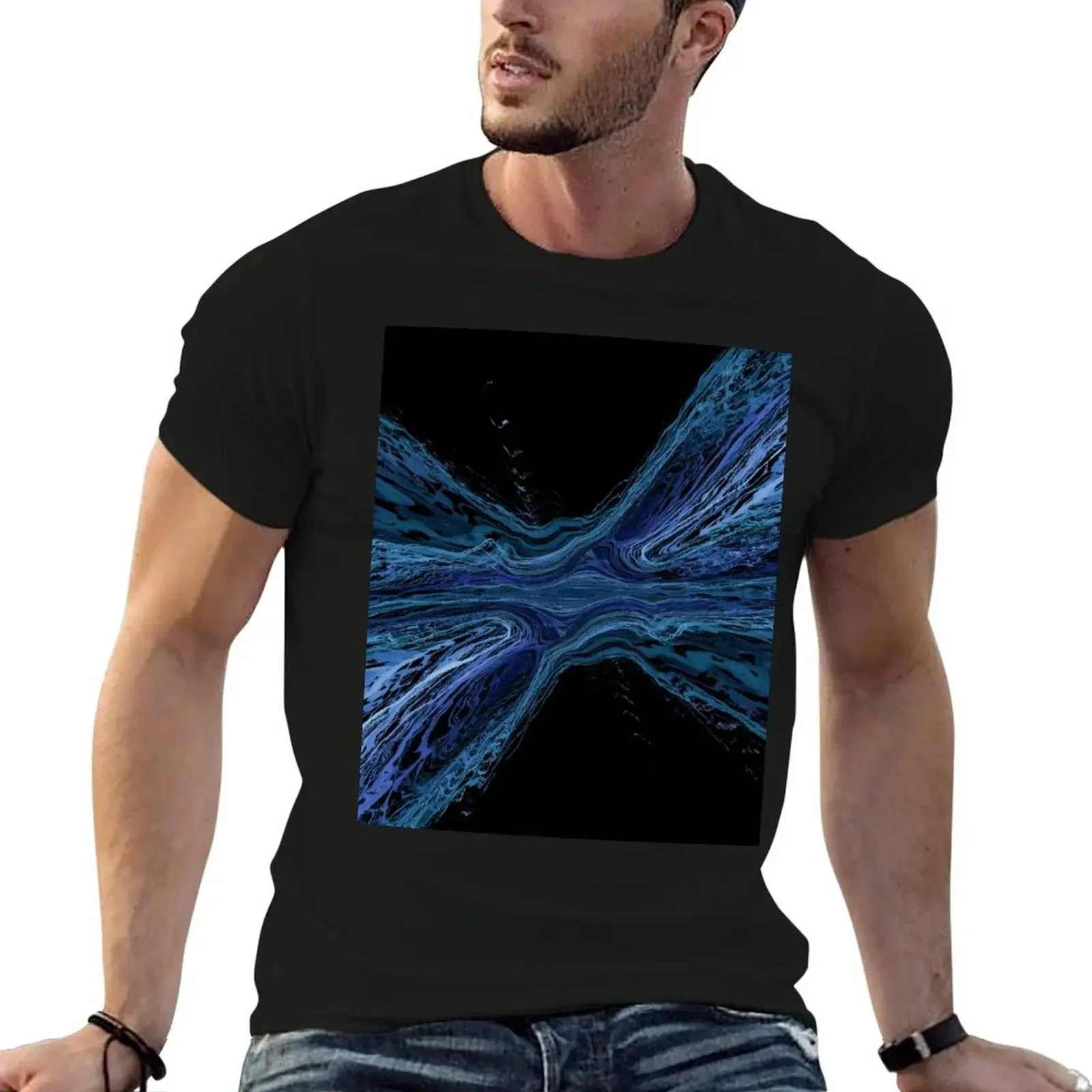 

Blue Geode Abstract Lapis T-Shirt anime Man t-shirt Luxury man slim fit t shirts for men