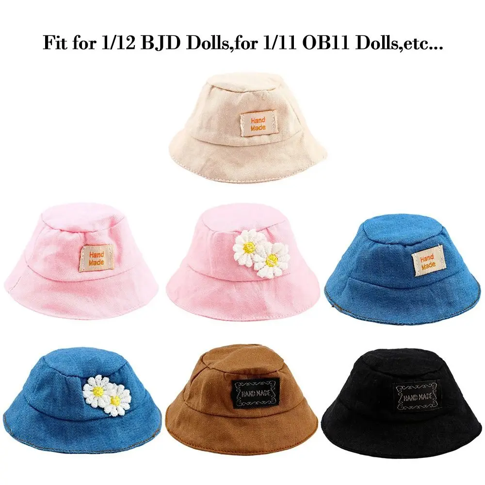 Bonnets pour poupées BJD 1/12, chapeau couleur bonbon, Animal mignon, chapeau décontracté pour 1/11 OB11, accessoires de tête de poupée en peluche, chapeau de pêcheur