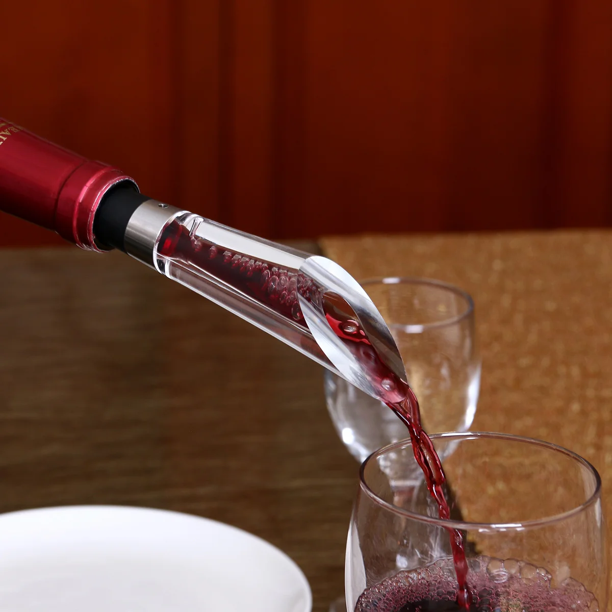 

Aerator Stainless Steel Acrylic Pourer Leakproof Decanter Spout With Base For All Bottle Types Beverage