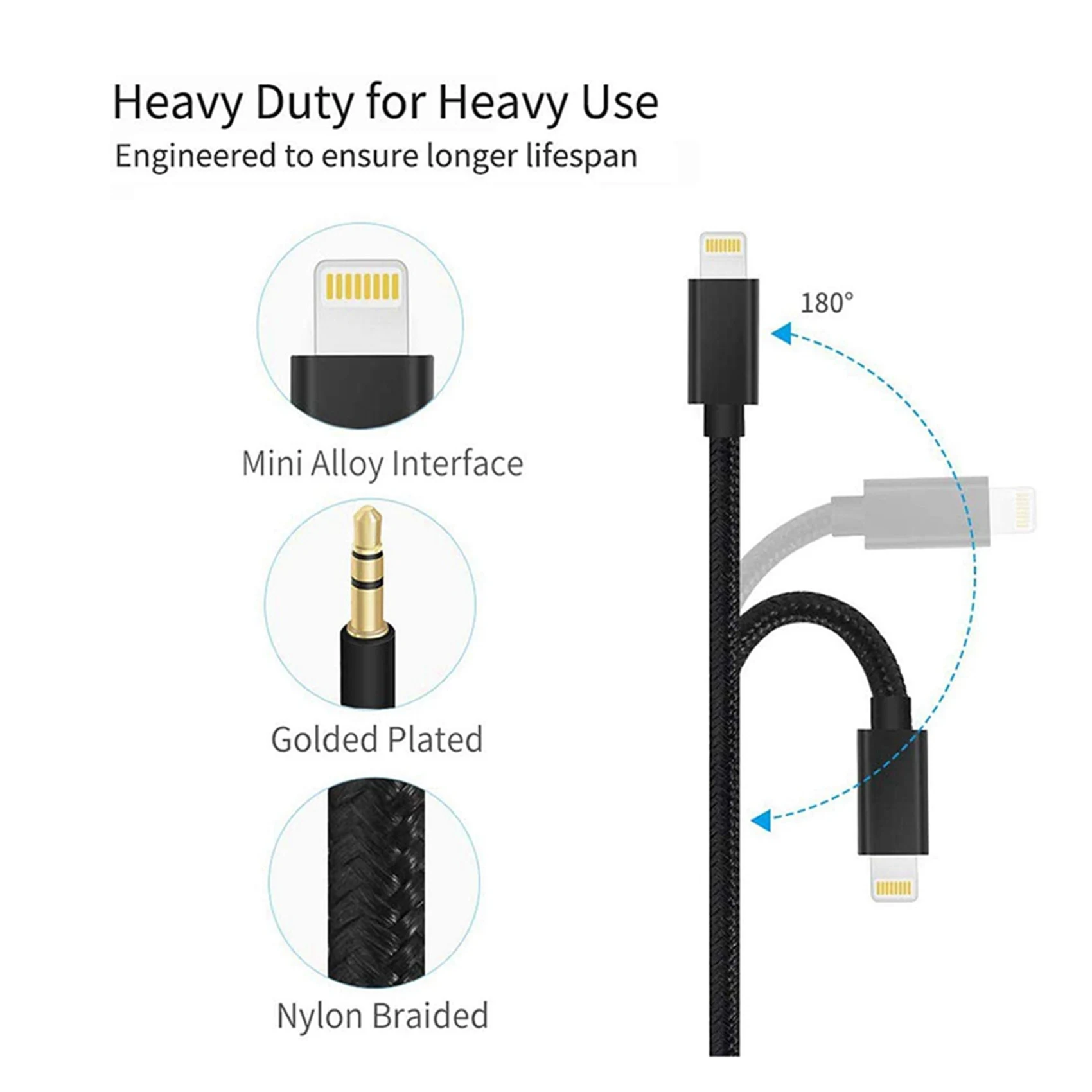 

CJSD-2X Car AUX Cable For Iphone Audio Cable Aux Cable To 3.5Mm Premium Audio For Iphone 13 Pro-8 Plus Car Stereos