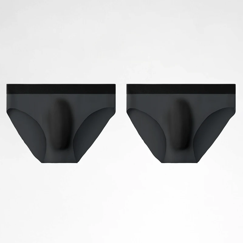 2PCS Men's underwear: Ice-silk seamless breathable ultra-thin triangle pants, cool, soft and comfortable underpants for summer