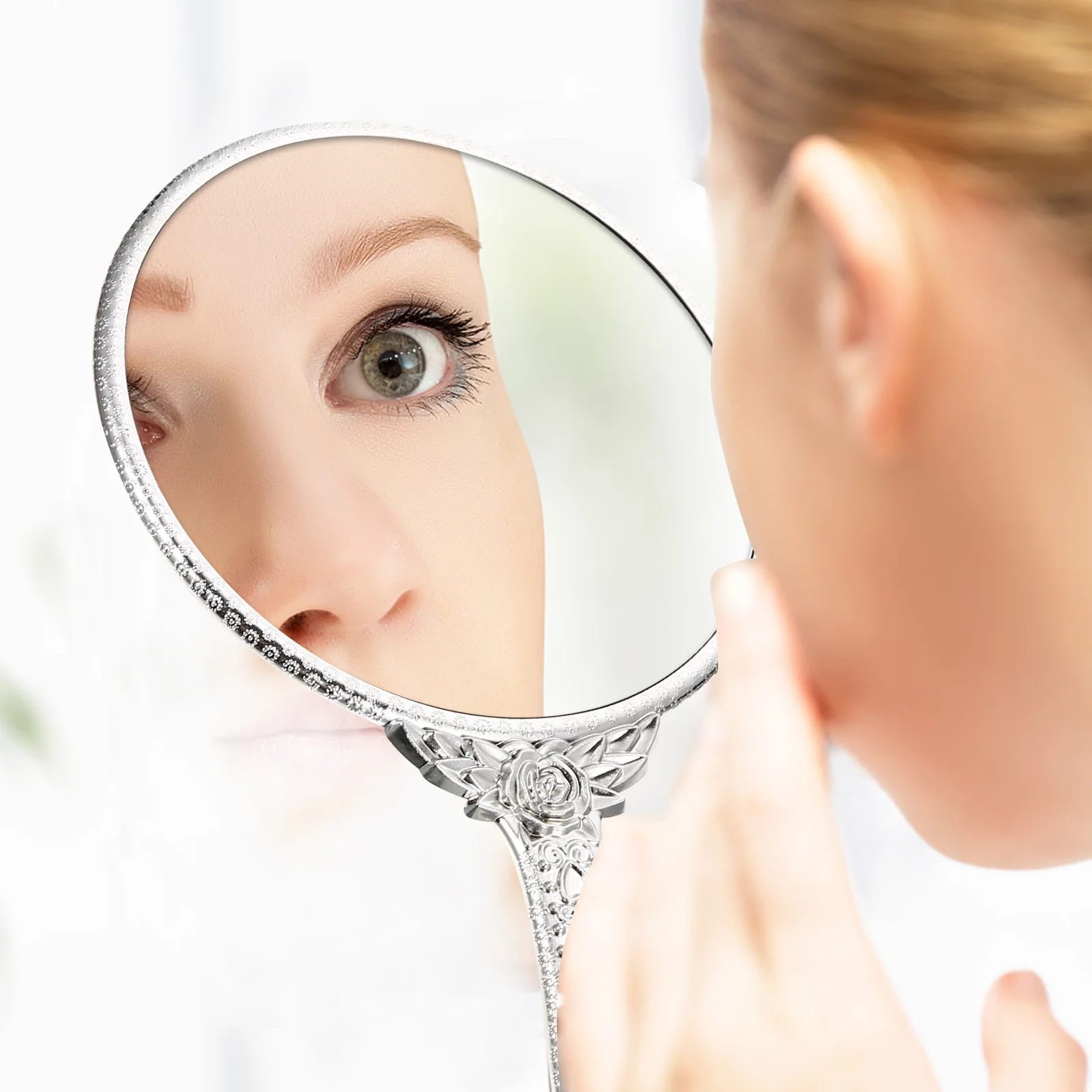 

Practical Hand Mirror Retro Handheld Beauty Mirror Compact Size Easy to Carry and Store Clear Essential